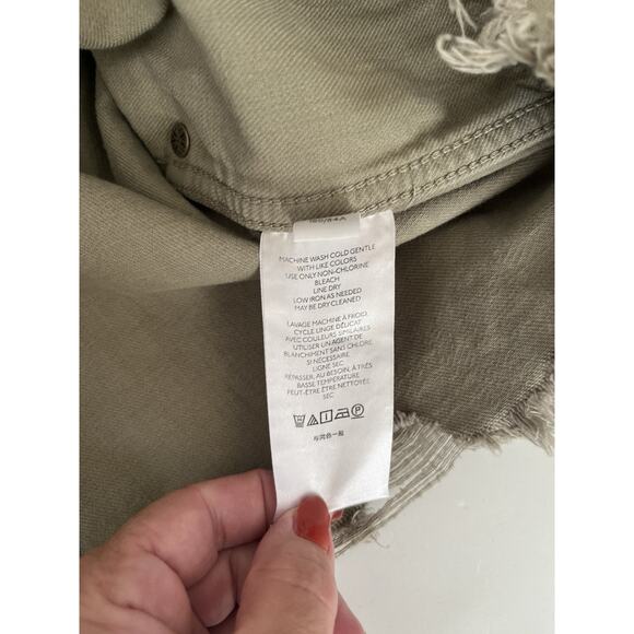 Free People Moon- Child Shirt Jacket Women XS Green Distressed Relaxed Army - Picture 9 of 9